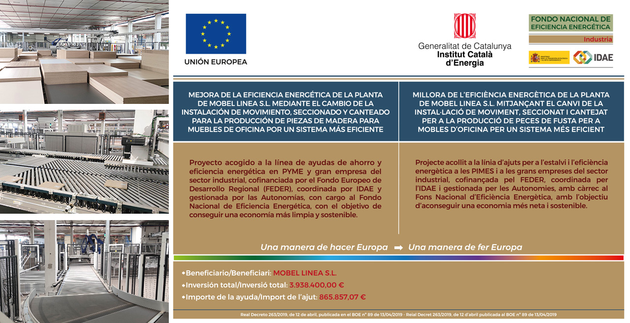 MEJORA DE LA <b>EFICIENCIA ENERGÉTICA</b> DE LA PLANTA DE MOBEL LINEA S.L.