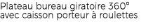 Plateau bureau giratoire 360º avec caisson porteur  roulettes